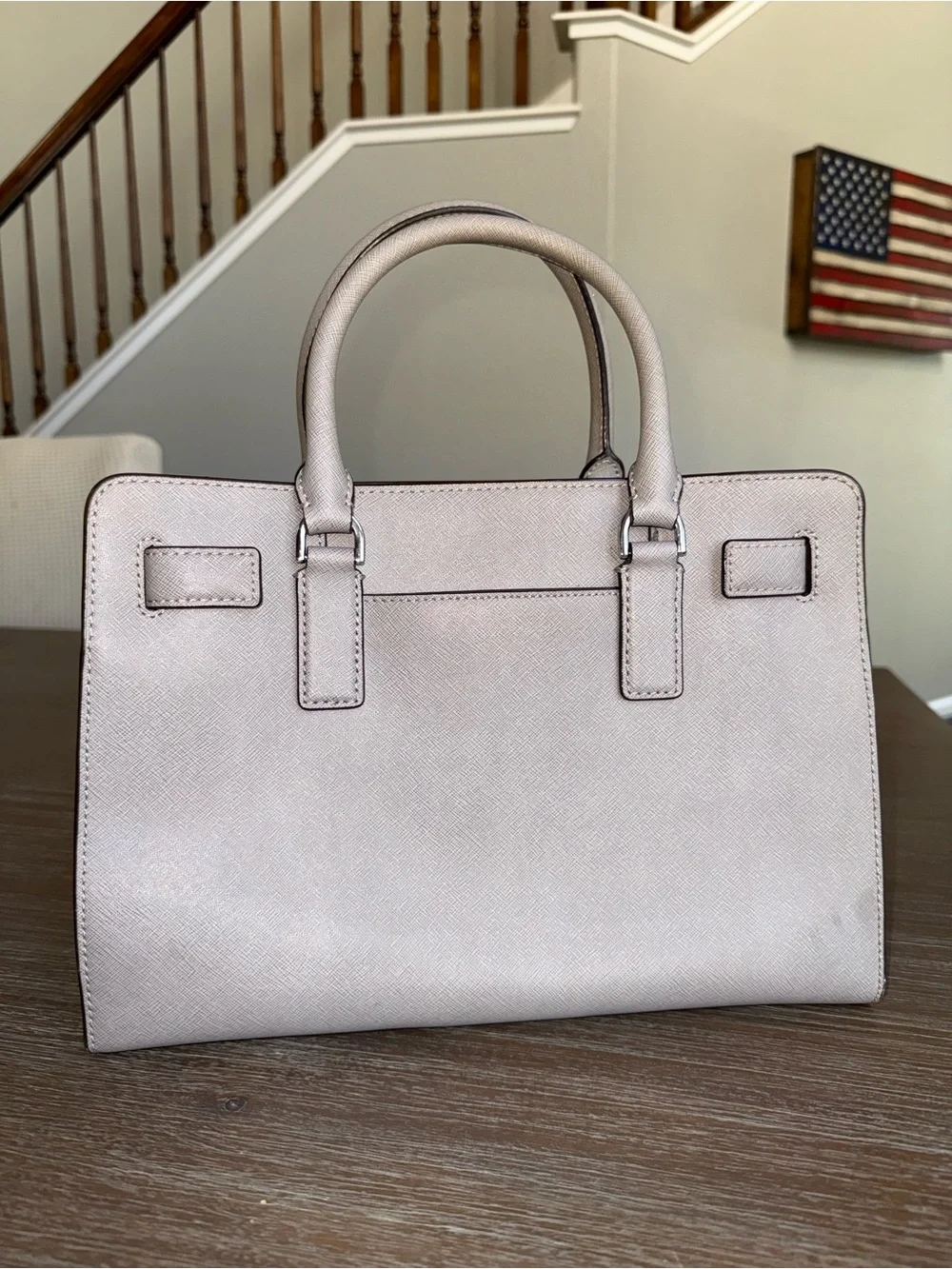 Michael Kors Women's Saffiano Leather Satchel Handbag - Grey